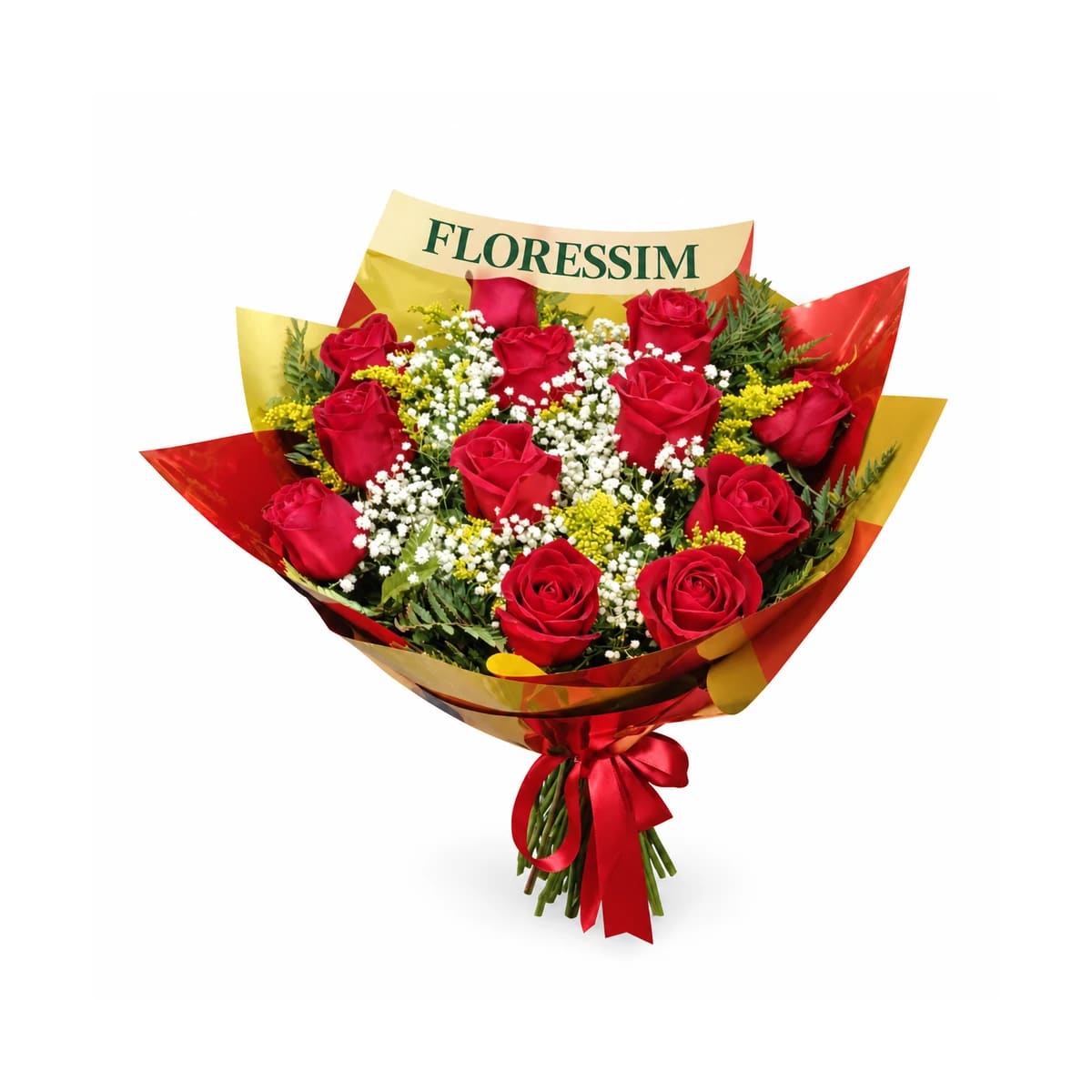 Buquê com 12 rosas e mosquitinho
