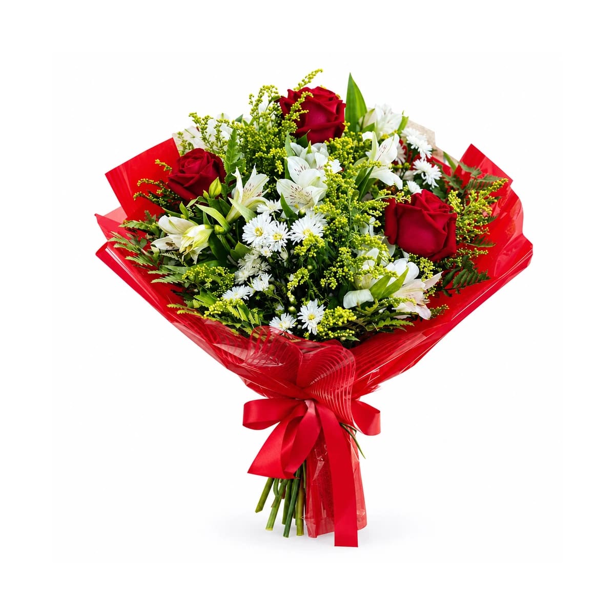 Buquê com 3 rosas vermelhas