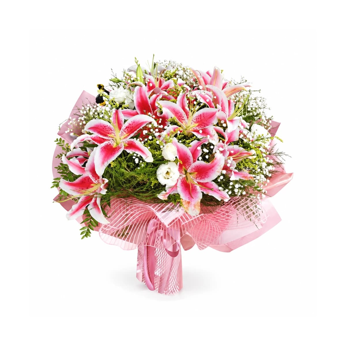 Buquê de lírios cor de rosa